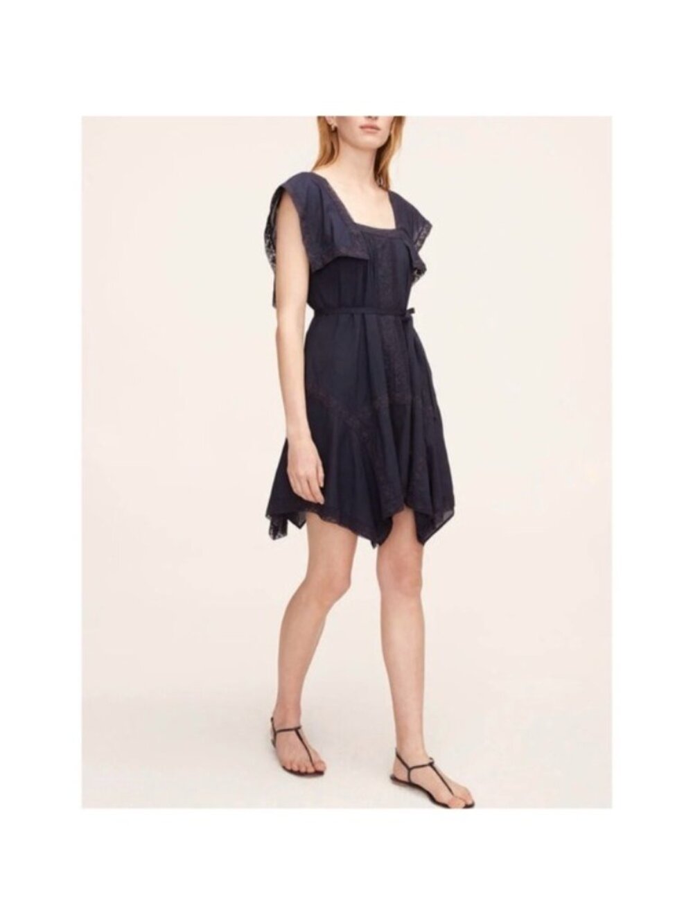 Rebecca Taylor Lace Insert marine blue mini Dress XSmall